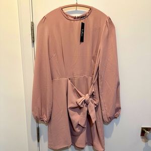 Lulus believe it or knot rose pink long sleeve dress